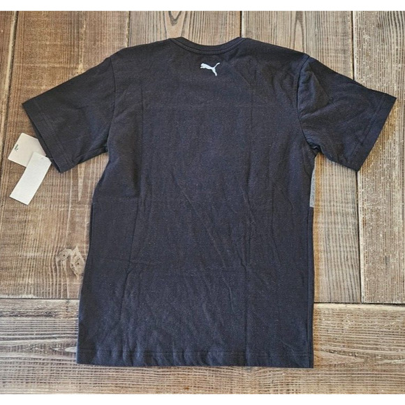 Puma Boys T Shirt Large 14-16 Black Short Sleeve Graphic Logo Basic Tee NWT - Picture 4 of 4